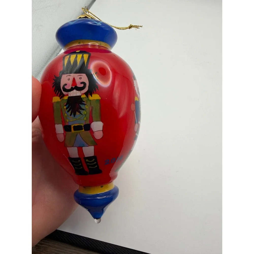 2014 Pier 1 Li Bien Inside Art Glass Nutcracker Christmas Ornament Hand Painted